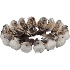 16x stuks stuks decoratie vogels/vogeltjes bruin op draad 9 cm - Vogels op ijzerdraad - Decoratie vogels - Kerstversiering