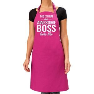 Awesome boss cadeau bbq/keuken schort roze dames