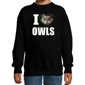 Bellatio Decorations - I Love Owls - Sweater - Zwart - Voor Kinderen