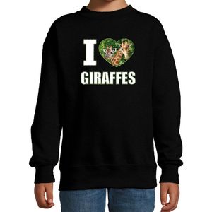 Bellatio Decorations - I Love Giraffes - Sweater - Zwart - Voor Kinderen
