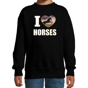 Bellatio Decorations - I Love Horses - Sweater - Zwart - Voor Kinderen
