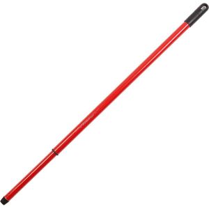 Mahonie houten binnenbezem 28 cm inclusief metalen telescoopsteel zwart/rood 80 - 130 cm - Zachte kamerbezems