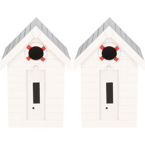 2x stuks wit vogelhuisje strandhuis voor kleine vogels 21 cm