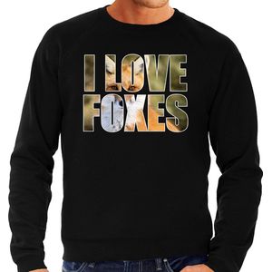 Tekst Sweater - I Love Foxes - Zwart - Katoen