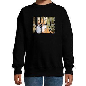 Bellatio Decorations - Tekst Sweater - Zwart - I love foxes - Kinderkleding