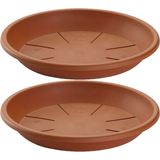 4x stuks opvangschaal/onderbord Plantenpot terra cotta rond 32 cm - Kunststof - voor een pot van 40/45 cm diameter