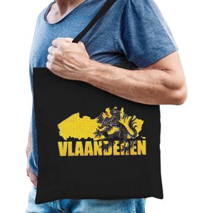 Silhouet van Vlaanderen tasje voor heren - zwart - Vlaamse tas / boodschappen tasje