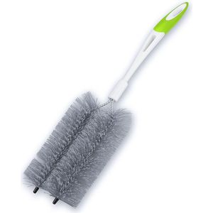Kunststof radiatorborstel/verwarmingsborstel grijs dubbel - Schoonmaakborstel/rager verwarming