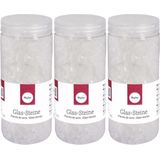 3x potjes transparante decoratie steentjes glas 475 ml - bloempotten/vazen deco kleine stenen 4-10 mm