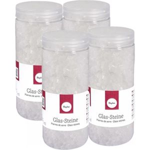4x potjes transparante decoratie steentjes glas 475 ml - bloempotten/vazen deco kleine stenen 4-10 mm
