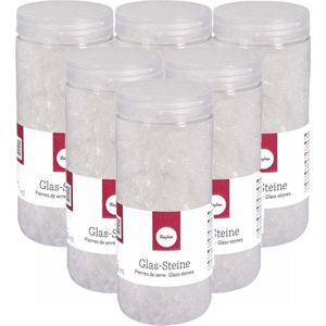 5x potjes transparante decoratie steentjes glas 475 ml - bloempotten/vazen deco kleine stenen 4-10 mm