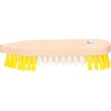 Schrobborstel hout met baard en spitse neus geel/wit 22,5 cm - Schoonmaakartikelen/schoonmaakborstels