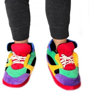 Pluche clownschoenen/sneakers sloffen/pantoffels voor volwassenen - Clownschoenen/regenboog/sneakers sloffen