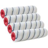 Set van 4x stuks muur vacht anti-spat verfrollers nylon pluisvrij 6,2 x 25 cm - Verfspullen - Schildersbenodigheden