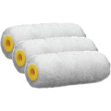 Set van 3x stuks muur vacht verfrollers polyester eenmalig gebruik 4,1 x 10 cm - Verfspullen - Schildersbenodigheden