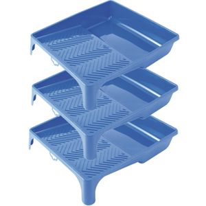 5x stuks verfbakken voor verfrollers/lakrollers blauw tot 25 cm - verfspullen / schildersbenodigdheden