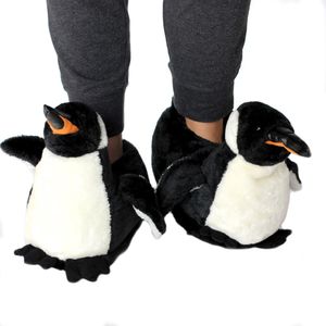 Pluche pinguin dierensloffen/pantoffels voor kinderen - Jongens/meisjes - Pinguinsloffen 34/36