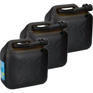 3x Jerrycans/benzinetanks 10 liter zwart - Voor diesel en benzine - Brandstof jerrycan/benzinetank