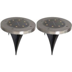 Set van 4x stuks solar tuinlamp/prikspot grondspot op zonne-energie 14 cm