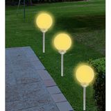 Set van 2x stuks solar tuinlampen/prikspots grote bol op zonne-energie 56 cm - Prikspots tuinverlichting