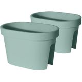 Set van 4x stuks kunststof balkon plantenpotten/bloempotten mint groen 40 x 25 cm ovaal 12,3 liter