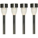 15x Buiten/tuin LED RVS steker Nova solar verlichting 26 cm - Tuinverlichting - Tuinlampen - Solarlampen op zonne-energie