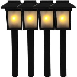 15x Tuinlamp zonne-energie fakkel / toorts met vlam effect 34,5 cm - sfeervolle tuinverlichting - prikker / lantaarn