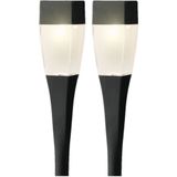 Set van 4x stuks solar tuinlamp/prikspot pilaar op zonne-energie 26 cm - Prikspots tuinverlichting