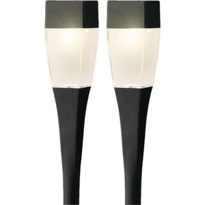 Set van 8x stuks solar tuinlamp/prikspot pilaar op zonne-energie 26 cm - Prikspots tuinverlichting