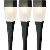 Set van 12x stuks solar tuinlamp/prikspot pilaar op zonne-energie 26 cm - Prikspots tuinverlichting