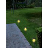 Set van 4x stuks solar tuinlampen/prikspots zwart op zonne-energie 32 cm - Prikspots tuinverlichting