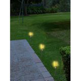 Set van 2x stuks solar tuinfakkel/tuinlamp vlam effect ovaal op zonne-energie 61 cm - Prikspots tuinverlichting