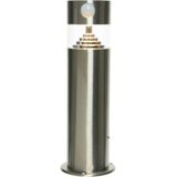 Set van 2x stuks solar tuinlamp/prikspot met bewegingssensor cilinder op zonne-energie 30 cm - Prikspots tuinverlichting