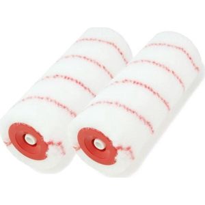 Set van 2x Stuks Muur Vacht Anti-spat Verfrollers Nylon Pluisvrij 6,2 X 18 cm - Verfspullen