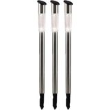 Set van 3x stuks solar tuinlampen/prikspots op zonne-energie 70 cm Rvs - Prikspots tuinverlichting