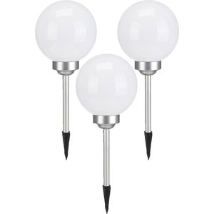 Set van 3x stuks solar tuinlampen/prikspots bol met roterende functie op zonne-energie 20 cm