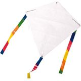 Set van 4x stuks blanco vliegers DIY knutselpakket inclusief 6 krijtjes per pakket 49 x 49 cm - Buitenspeelgoed
