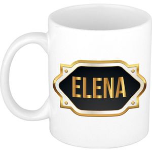 Elena naam cadeau mok / beker met gouden embleem - kado verjaardag/ moeder/ pensioen/ geslaagd/ bedankt