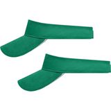 Set van 2x stuks zonneklep groen/wit uni kleuren 47 cm - zonnehoedjes voor volwassenen