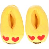 Pluche emoticon sloffen hartjes ogen voor kinderen - emoticon sloffen