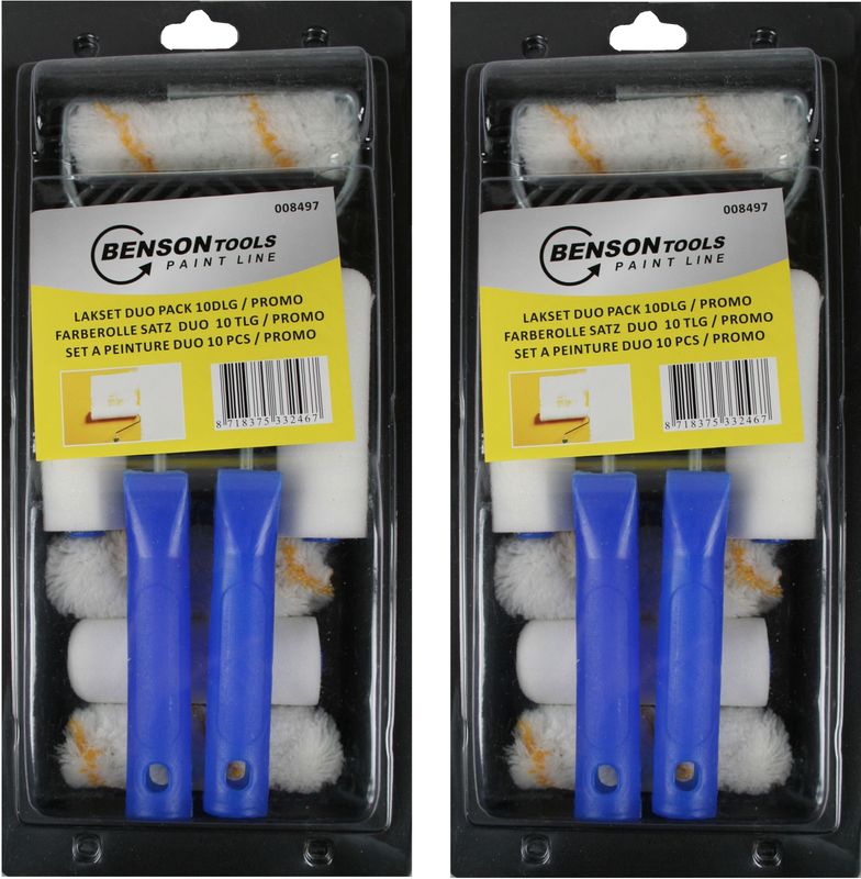 Benson - Schilderset - Multi - Kunststof - 3x Lakroller/Schuimroller met Verfbak en Beugel