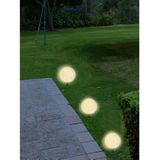 Set van 3x stuks solar tuinlampen/prikspots glazen craquele bol op zonne-energie met schemer sensor 20 cm - Prikspots tuinverlichting