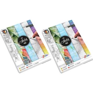 4x Hobby schetsboek/tekenboek 80 vellen A4 formaat - Grafix 80x vellen blanco papier - Teken boeken