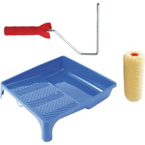 Verfroller anti spat lakroller schilderset met beugel en verfbak 25 cm