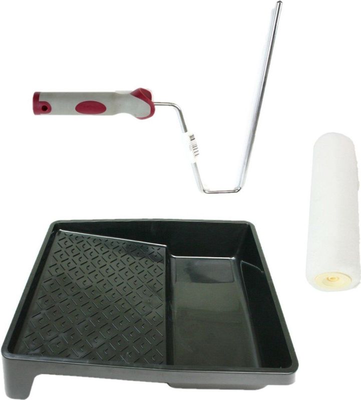 Verfroller Anti Spat Lakroller Profi Schilderset met Softgrip Beugel en Verfbak 25 cm