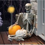 Set van 6x stuks Halloween horror decoratie solar LED tuinfakkels zwart 48 cm - Tuinverlichting/thema feestversiering