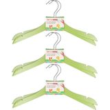 Groene stevige houten kledinghangers voor kinderen 12x stuks - Kledinghangers