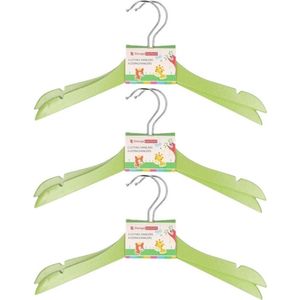 Groene stevige houten kledinghangers voor kinderen 12x stuks - Kledinghangers