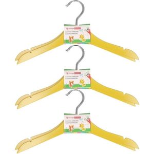 Stevige kledinghangers voor kinderen 8x stuks hout - Klerenhangers geel