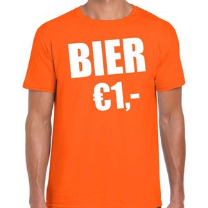 Koningsdag t-shirt bier 1 euro oranje - heren - Kingsday outfit kleding shirt